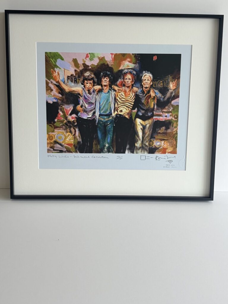 Framed Ron Wood signed limited edition print of the Rolling Stones, Forty Licks Diamond Collection